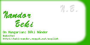 nandor beki business card