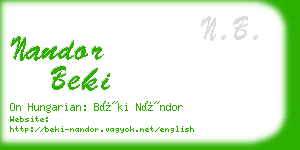 nandor beki business card